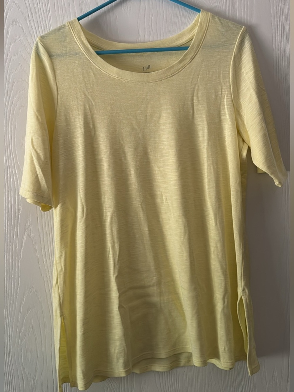 J. Jill Yellow Pima Cotton Scoop Neck Elbow Length Shirt Size Medium Like New